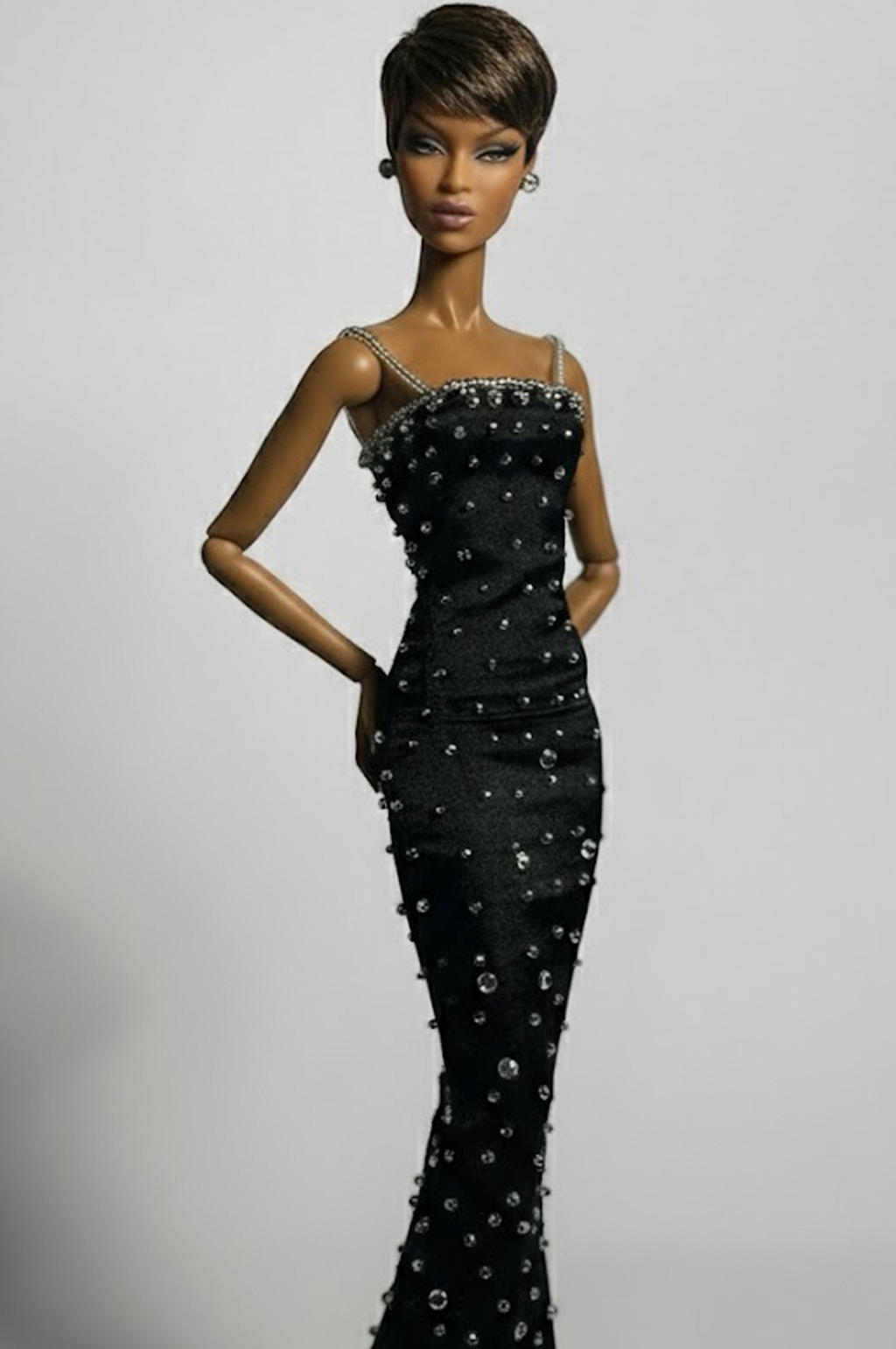 BASIC | Midnight Crystal Column Gown – 1/6 Scale High Fashion Doll Clothes