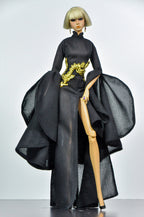 BASIC | Black Dragon Couture Gown for Fashion Royalty Dolls | OOAK High Fashion Doll Clothes by Plastik Tiara