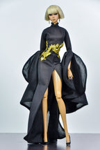 BASIC | Black Dragon Couture Gown for Fashion Royalty Dolls | OOAK High Fashion Doll Clothes by Plastik Tiara