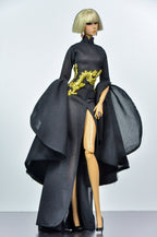 BASIC | Black Dragon Couture Gown for Fashion Royalty Dolls | OOAK High Fashion Doll Clothes by Plastik Tiara