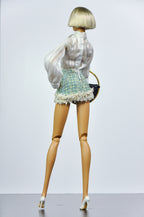 CULINARY CAPTIVATING | Parisian Bow Blouse & Tweed Mini Skirt Set for Fashion Royalty Dolls | 1/6 Scale Doll Clothes by Plastik Tiara