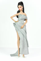 ORDINARY GIRL | Silver Modular Gown Set – 4-Piece Couture Ensemble -  1/6 Scale High Fashion Doll Clothes