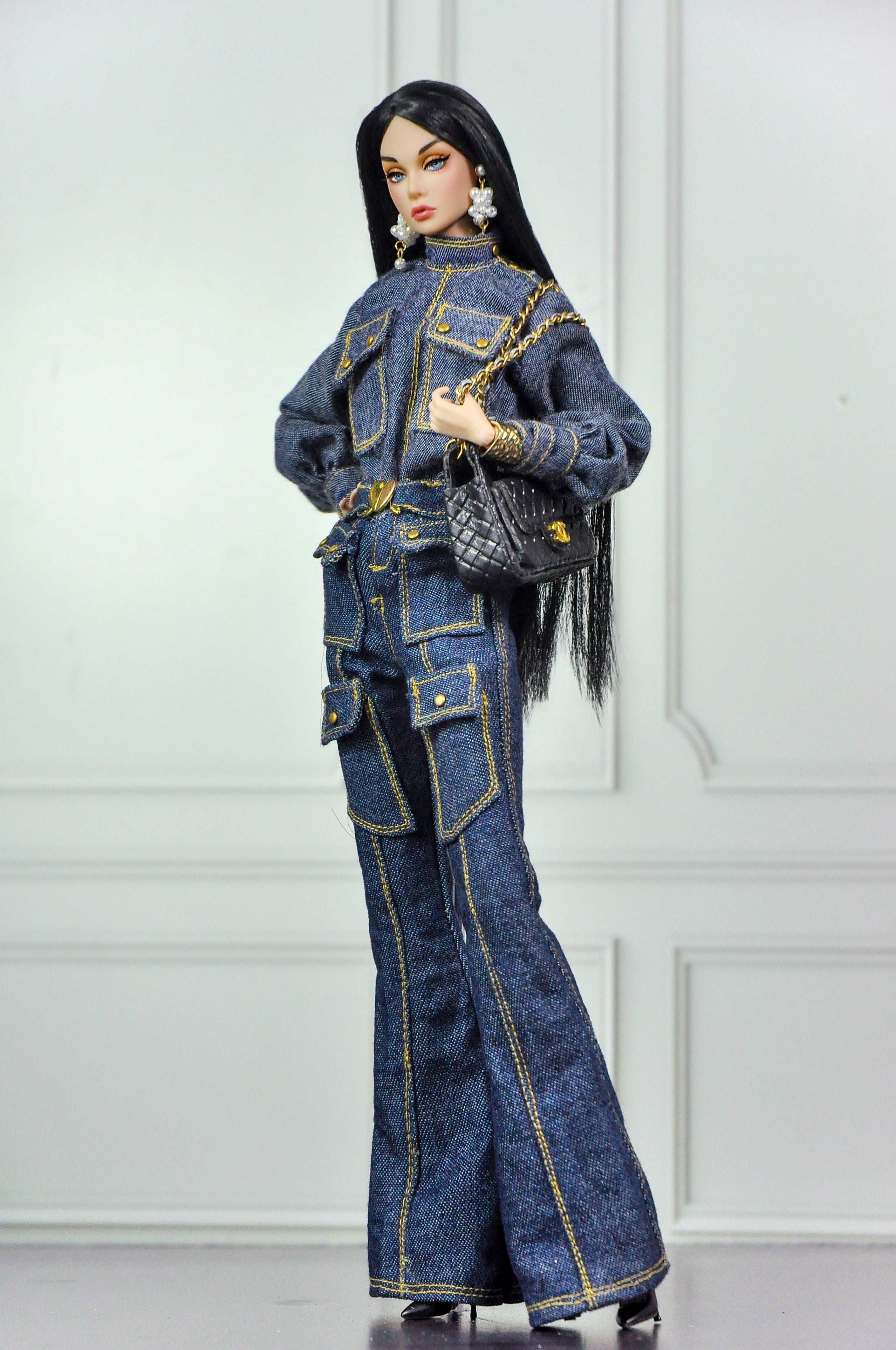 CULINARY CAPTIVATING | Fashion Royalty 6.0 Doll Clothes – Denim Utility Jacket and Cargo Pants Set