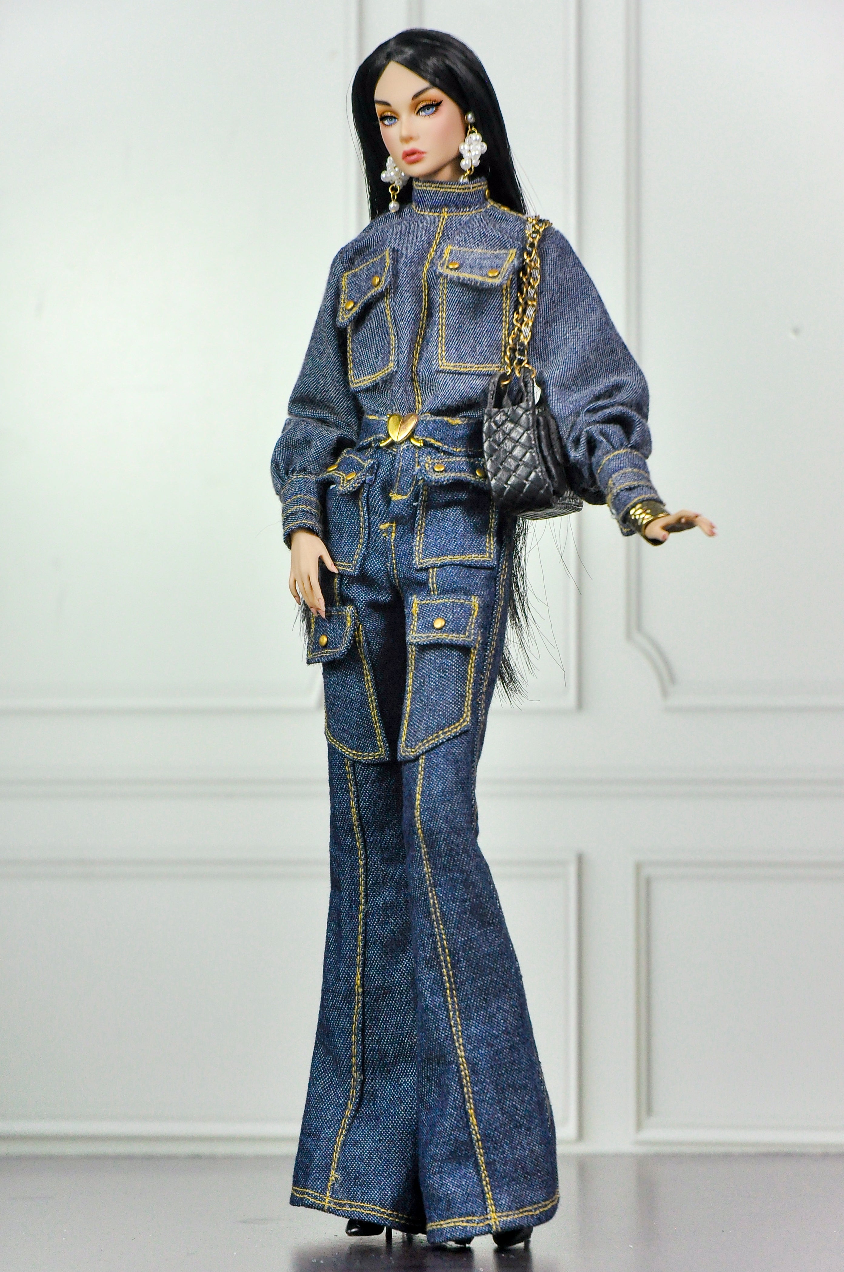 CULINARY CAPTIVATING | Fashion Royalty 6.0 Doll Clothes – Denim Utility Jacket and Cargo Pants Set