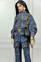 CULINARY CAPTIVATING | Fashion Royalty 6.0 Doll Clothes – Denim Utility Jacket and Cargo Pants Set