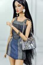 CULINARY CAPTIVATING | Fashion Royalty 6.0 Doll Clothes – Denim Colorblock Mini Dress | 1/6 Scale Integrity Toys Outfit