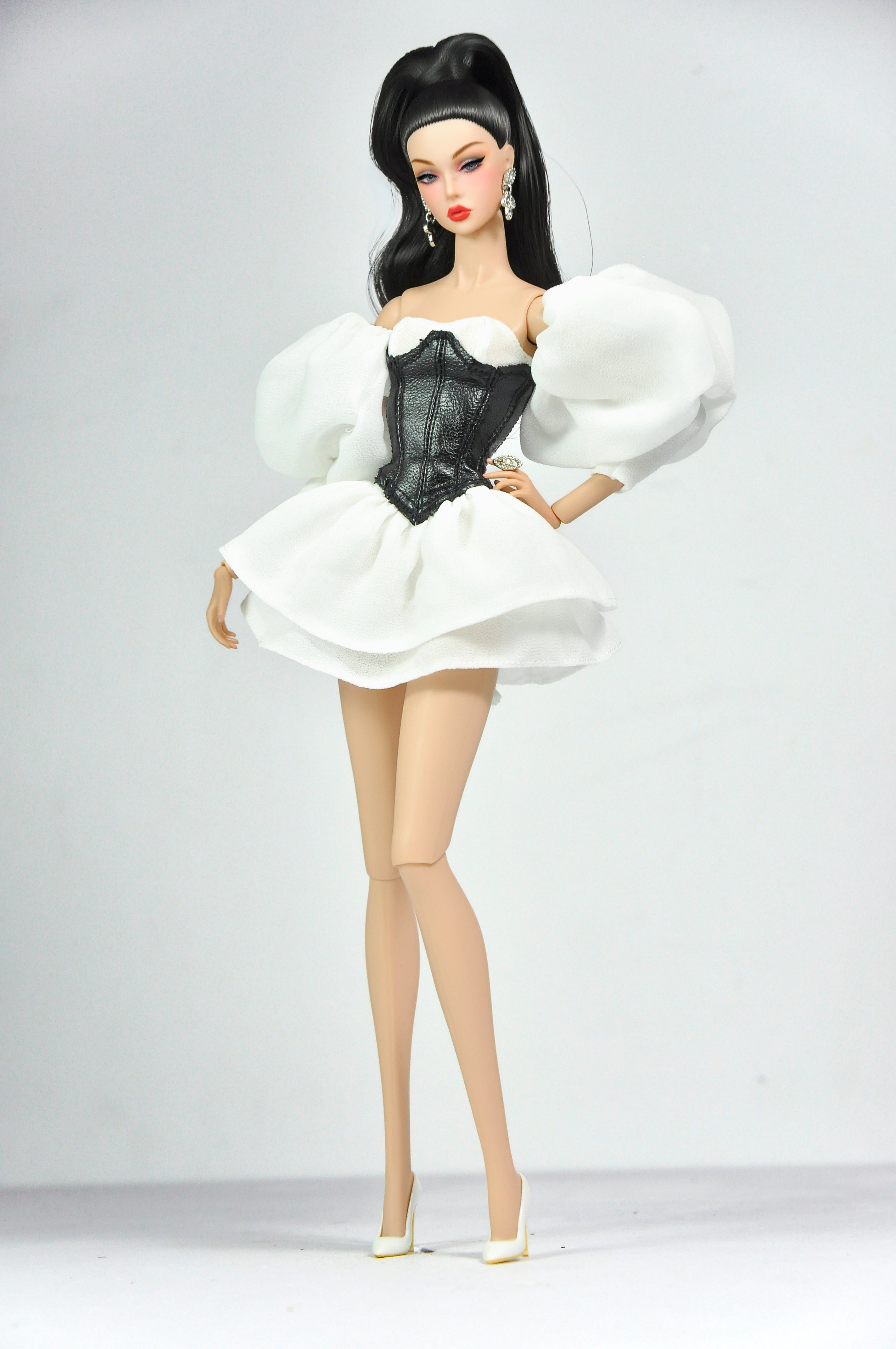 SIMPLE TABOO | Ivory Cloud Corset Dress for 1/6 Scale High Fashion Doll Clothes