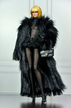 CULINARY CAPTIVATING | Black Sheer Couture Bodysuit & Faux Fur Coat for Fashion Royalty Dolls | Luxury Doll Clothes | Integrity Toys Fashion Set