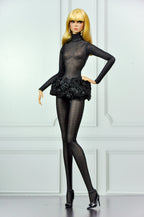 CULINARY CAPTIVATING | Black Sheer Couture Bodysuit & Faux Fur Coat for Fashion Royalty Dolls | Luxury Doll Clothes | Integrity Toys Fashion Set