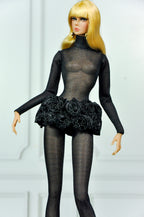 CULINARY CAPTIVATING | Black Sheer Couture Bodysuit & Faux Fur Coat for Fashion Royalty Dolls | Luxury Doll Clothes | Integrity Toys Fashion Set