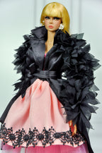 CULINARY CAPTIVATING | Pink Cocktail Dress & Black Statement Coat for Fashion Royalty Dolls | Designer Doll Clothes | Integrity Toys Fashion Outfit