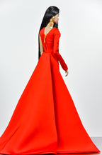 OOAK. | Scarlet Bloom Couture Gown – 1/6 High Fashion doll clothes | Dramatic One-Shoulder Red Evening Dress