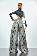 DENIM DIVA | Infinity Cut-Out Wide Leg Denim Jeans & Beaded Glitter Crop Top Set for 1/6 Scale Fashion Dolls | Plastiktiara