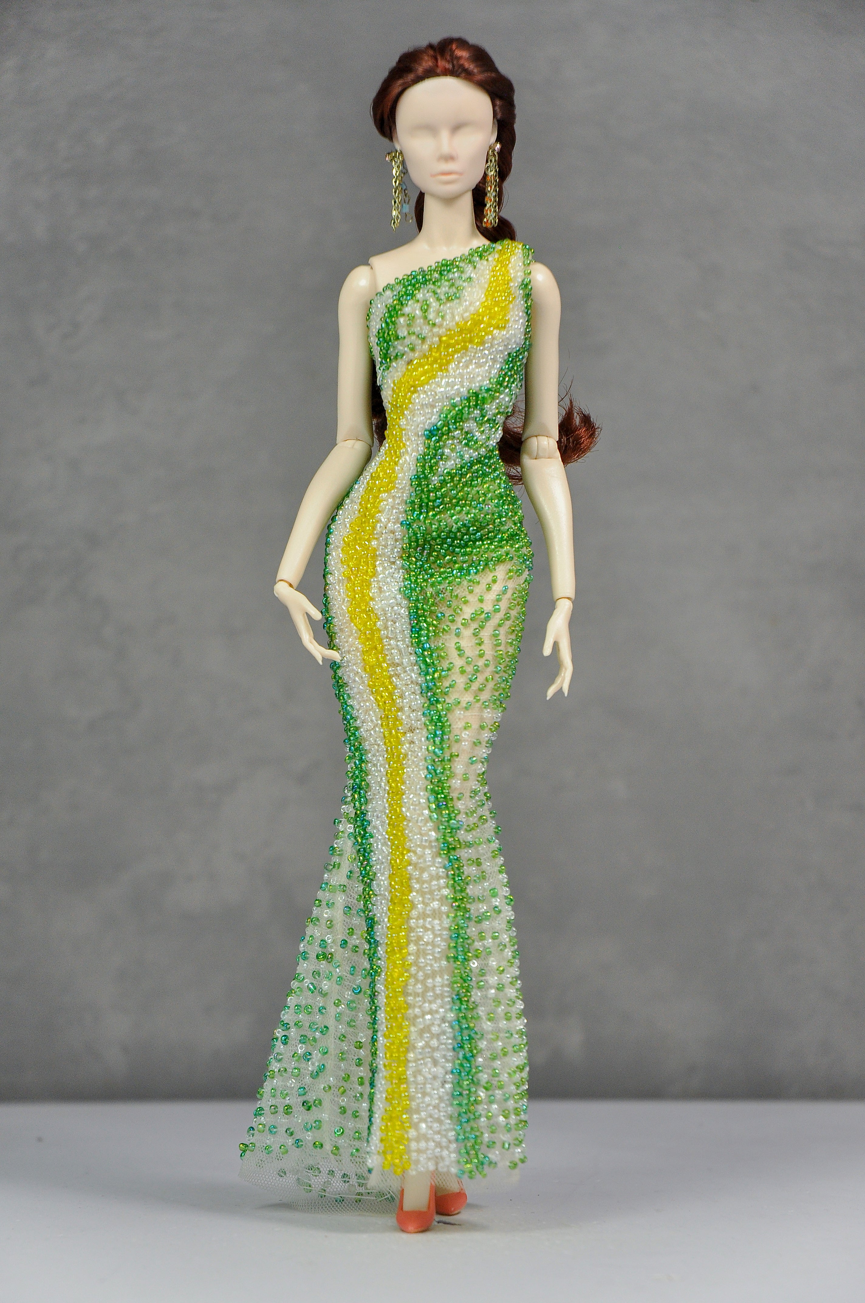 HAUTE | Lime Sorbet Beaded Column Gown for 1/6 Scale Fashion Doll
