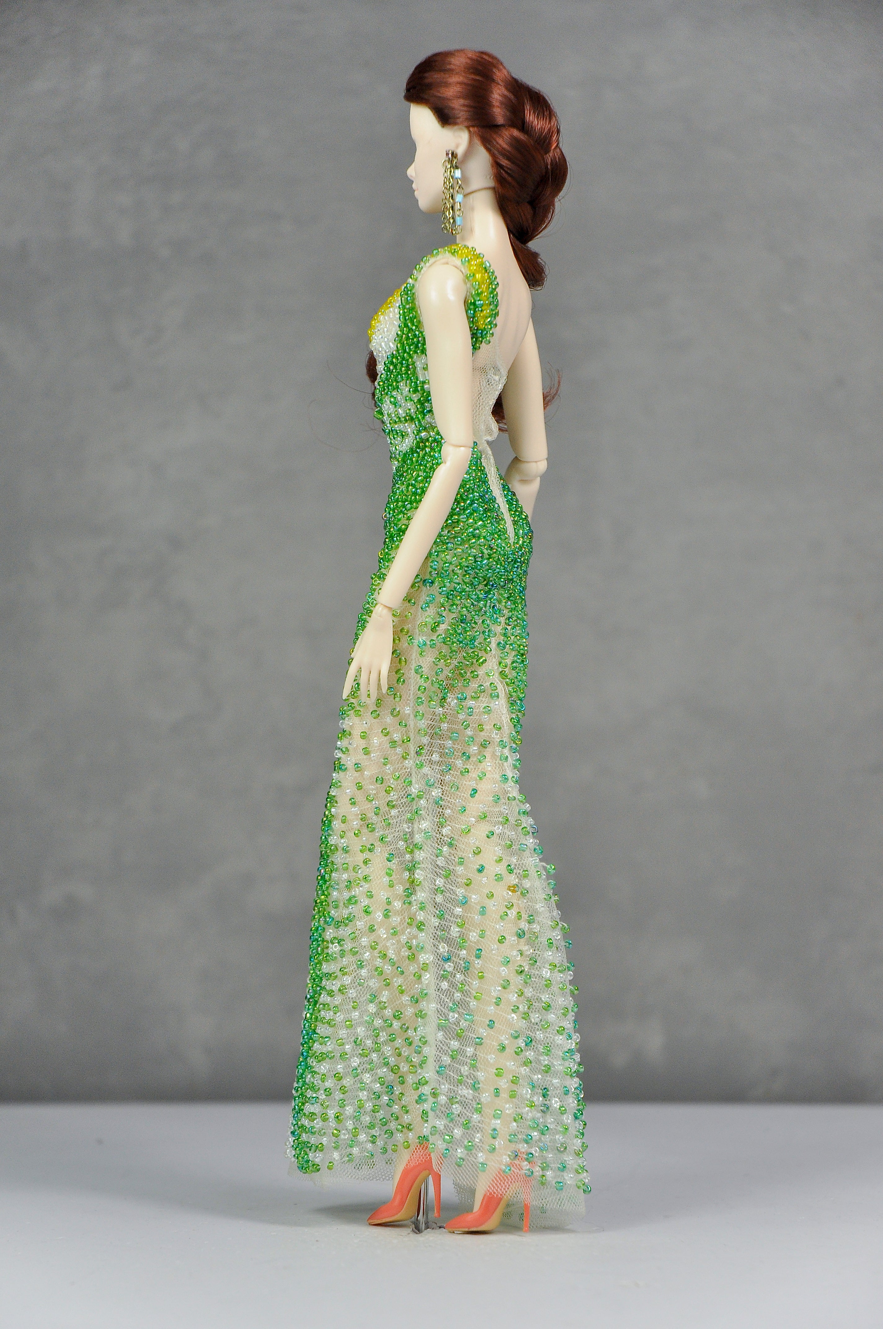 HAUTE | Lime Sorbet Beaded Column Gown for 1/6 Scale Fashion Doll