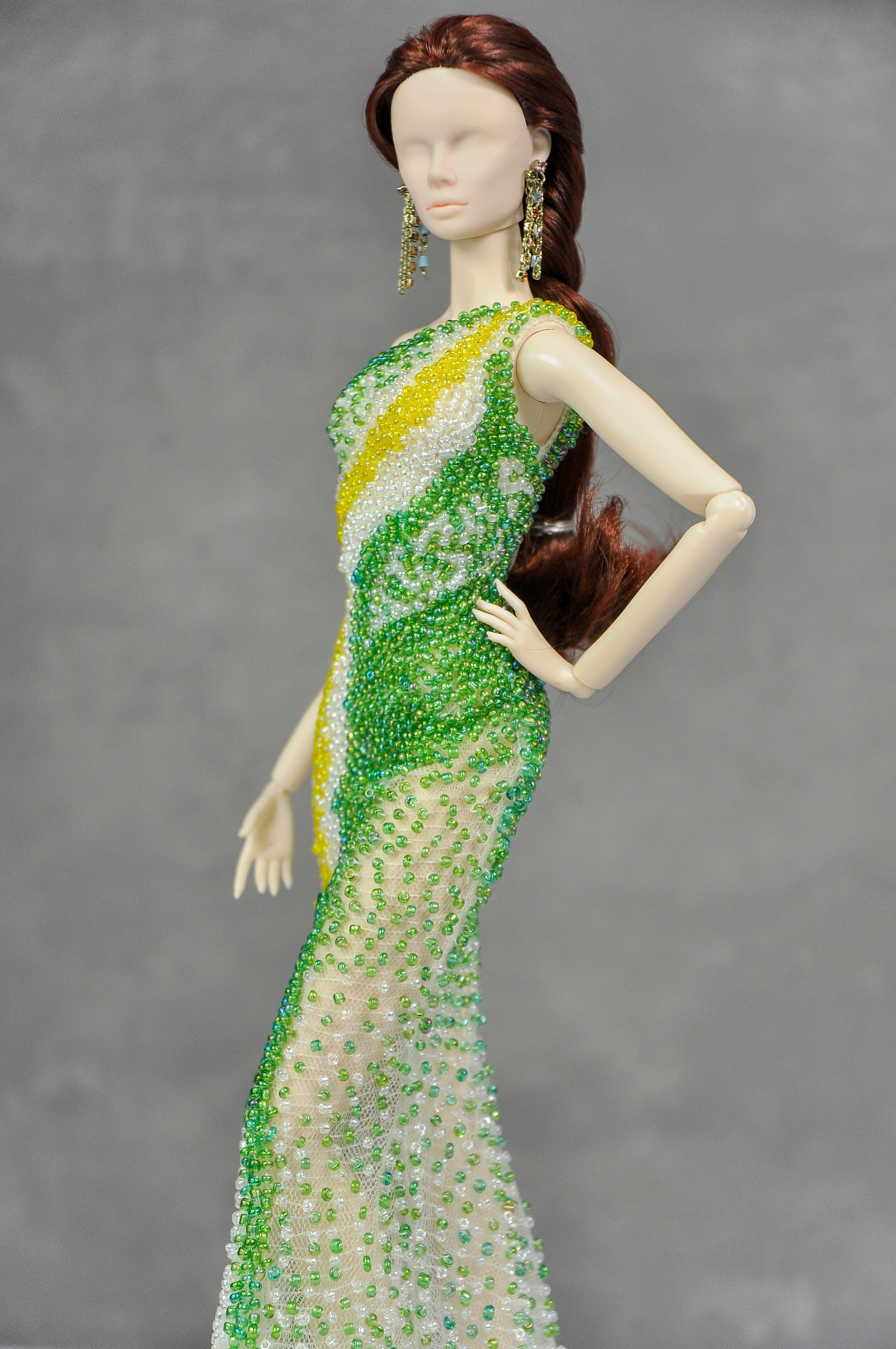 HAUTE | Lime Sorbet Beaded Column Gown for 1/6 Scale Fashion Doll
