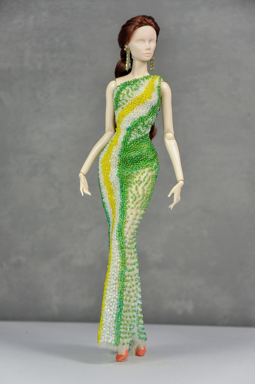 HAUTE | Lime Sorbet Beaded Column Gown for 1/6 Scale Fashion Doll