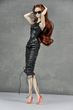 BASIC | Ruched Black Halter Dress Set for 1/6 Scale High Fashion Dolls