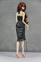 BASIC | Ruched Black Halter Dress Set for 1/6 Scale High Fashion Dolls