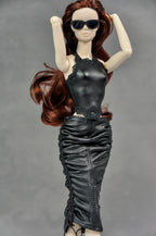 BASIC | Ruched Black Halter Dress Set for 1/6 Scale High Fashion Dolls