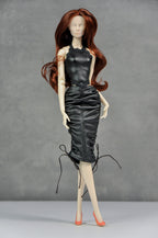 BASIC | Ruched Black Halter Dress Set for 1/6 Scale High Fashion Dolls