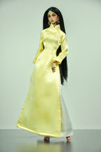 QIPAO | 1/6 Scale Aodai Dress - Handmade Vietnamese Aodai for Fashion Dolls - Zipper Closure - Fits Fashion Royalty, Poppy Parker, Integrity Toys, Similar 12 Inch Dolls (Copy)