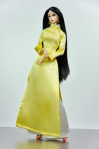 QIPAO | 1/6 Scale Aodai Dress - Handmade Vietnamese Aodai for Fashion Dolls - Zipper Closure - Fits Fashion Royalty, Poppy Parker, Integrity Toys, Similar 12 Inch Dolls (Copy)