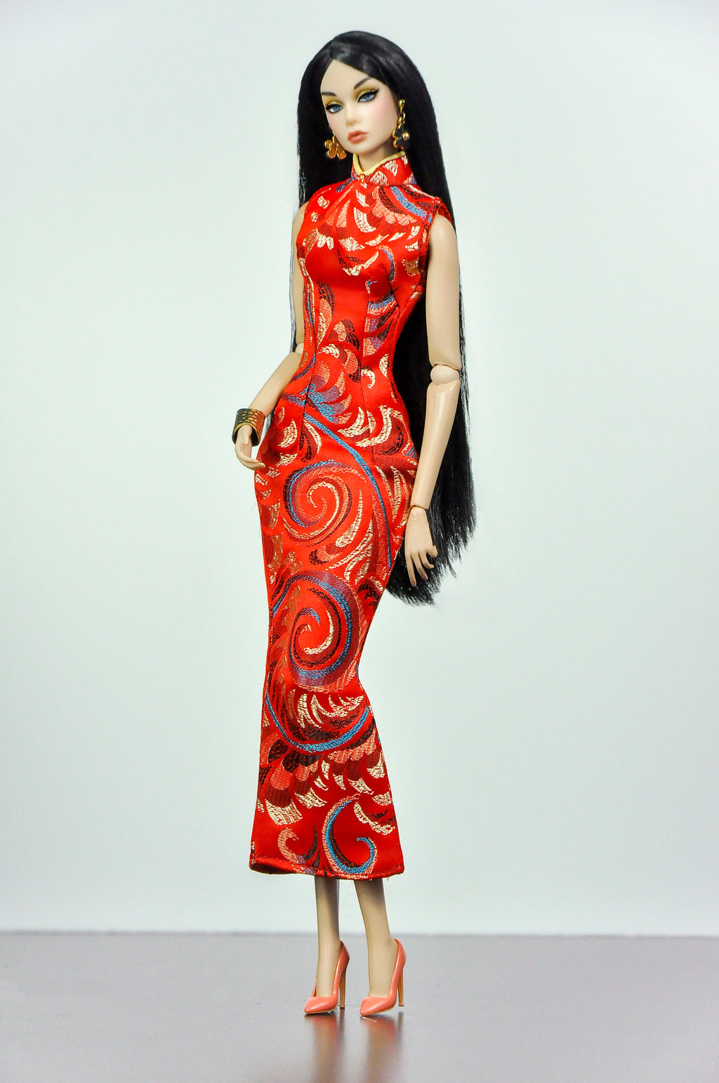 QIPAO | 1/6 Scale Qipao Dress - Handmade Chinese Cheongsam Gown for Fashion Dolls - Zipper Closure - Fits Fashion Royalty, Poppy Parker, Integrity Toys, Similar 12 Inch Dolls
