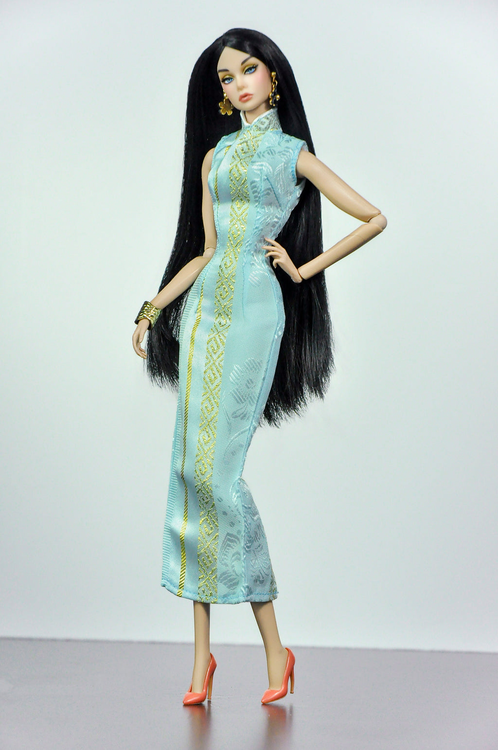 QIPAO | 1/6 Scale Qipao Dress - Handmade Chinese Cheongsam Gown for Fashion Dolls - Zipper Closure - Fits Fashion Royalty, Poppy Parker, Integrity Toys, Similar 12 Inch Dolls
