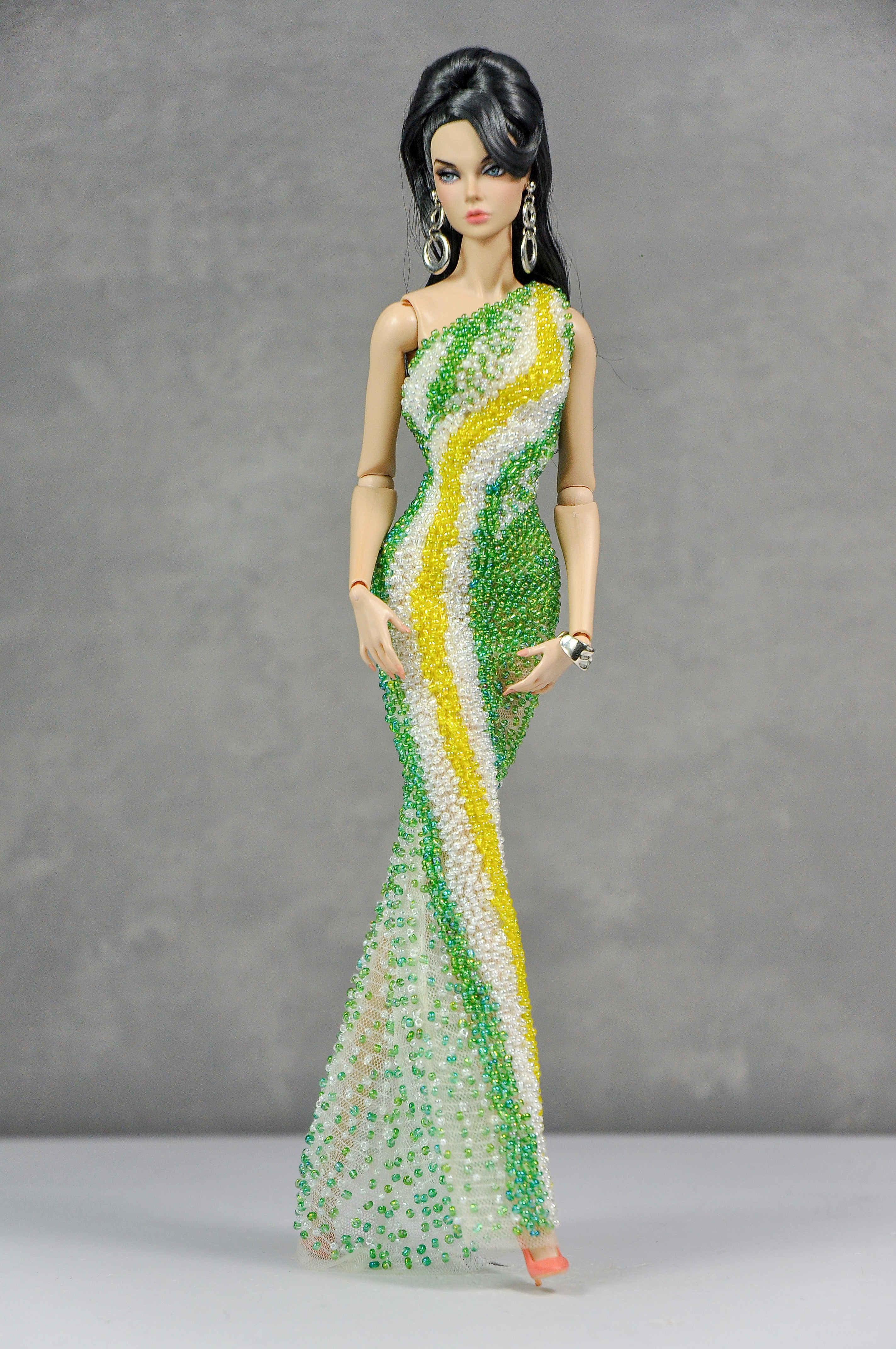 HAUTE | Lime Sorbet Beaded Column Gown for 1/6 Scale Fashion Doll