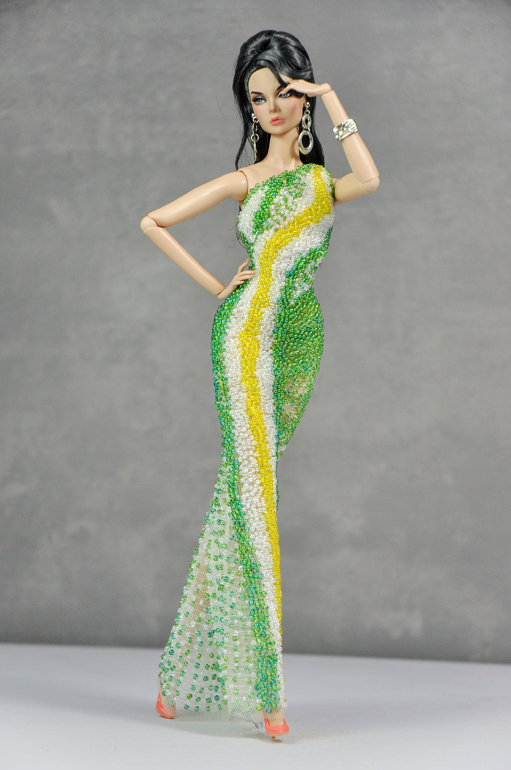 HAUTE | Lime Sorbet Beaded Column Gown for 1/6 Scale Fashion Doll