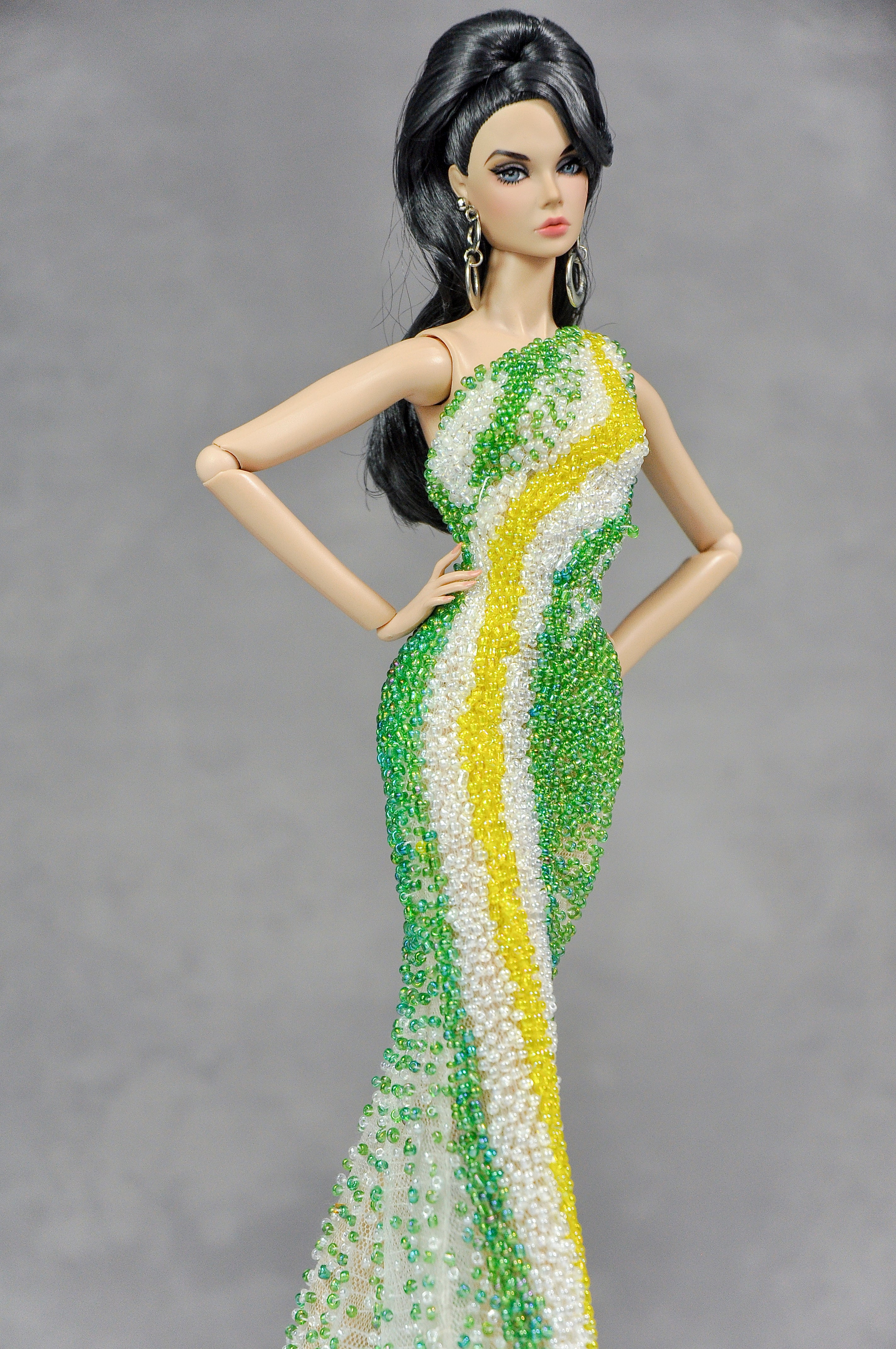HAUTE | Lime Sorbet Beaded Column Gown for 1/6 Scale Fashion Doll