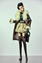 ORDINARY GIRL | Handmade 1/6 Scale Faux Fur Coat, Graphic Tee & Bubble Mini Skirt Outfit | Winter Fashion Doll Clothes for Fashion Royalty & Poppy Parker | Plastiktiara
