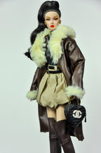 ORDINARY GIRL | Handmade 1/6 Scale Faux Fur Coat, Graphic Tee & Bubble Mini Skirt Outfit | Winter Fashion Doll Clothes for Fashion Royalty & Poppy Parker | Plastiktiara