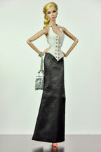 ORDINARY GIRL | Handmade 1/6 Scale Lace-Up Corset Top & Long Black Skirt Outfit | Elegant Fashion Doll Clothes for Fashion Royalty & Poppy Parker | Plastiktiara