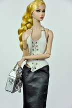 ORDINARY GIRL | Handmade 1/6 Scale Lace-Up Corset Top & Long Black Skirt Outfit | Elegant Fashion Doll Clothes for Fashion Royalty & Poppy Parker | Plastiktiara