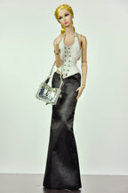 ORDINARY GIRL | Handmade 1/6 Scale Lace-Up Corset Top & Long Black Skirt Outfit | Elegant Fashion Doll Clothes for Fashion Royalty & Poppy Parker | Plastiktiara