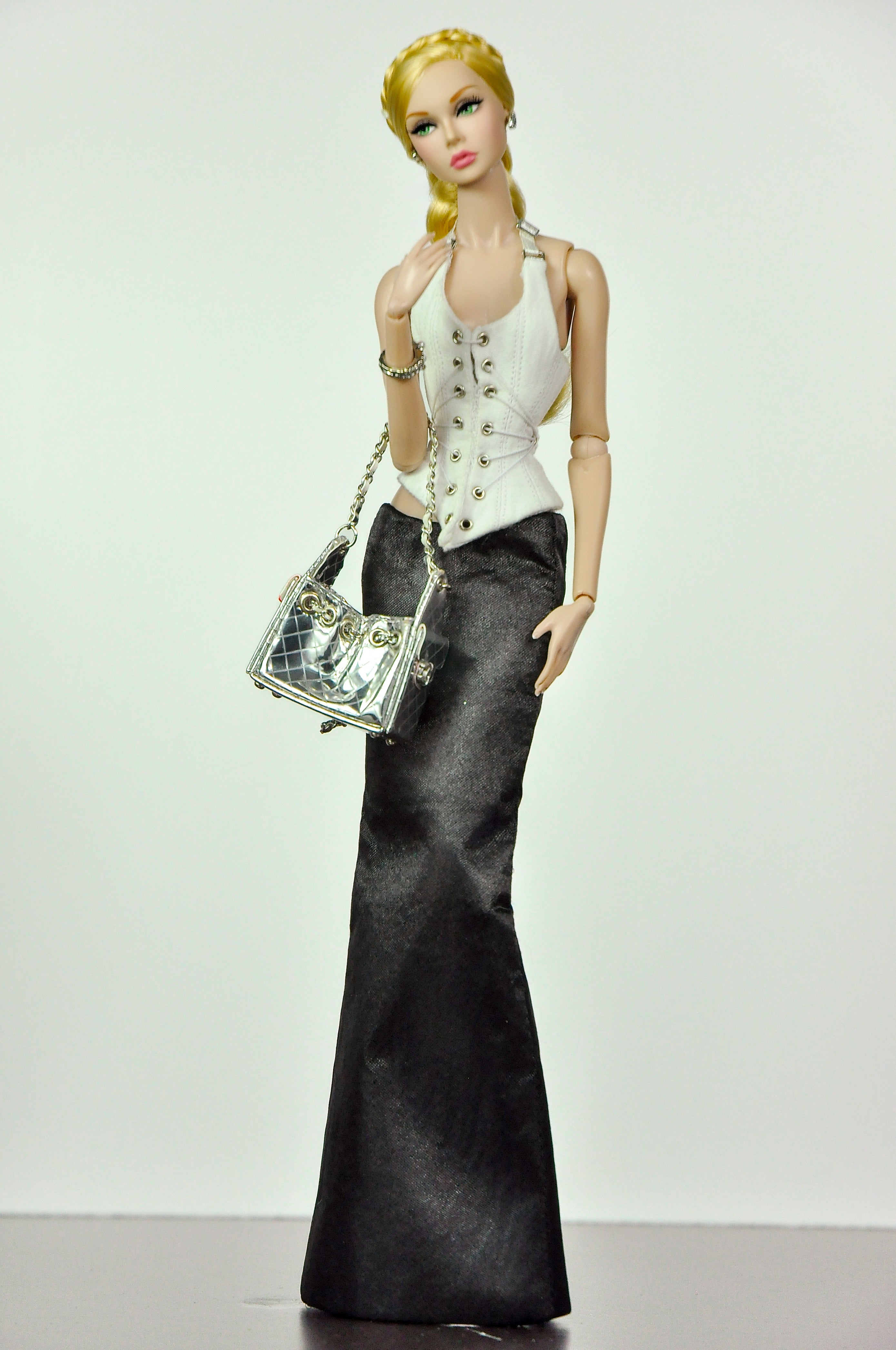 ORDINARY GIRL | Handmade 1/6 Scale Lace-Up Corset Top & Long Black Skirt Outfit | Elegant Fashion Doll Clothes for Fashion Royalty & Poppy Parker | Plastiktiara