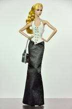 ORDINARY GIRL | Handmade 1/6 Scale Lace-Up Corset Top & Long Black Skirt Outfit | Elegant Fashion Doll Clothes for Fashion Royalty & Poppy Parker | Plastiktiara