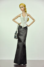 ORDINARY GIRL | Handmade 1/6 Scale Lace-Up Corset Top & Long Black Skirt Outfit | Elegant Fashion Doll Clothes for Fashion Royalty & Poppy Parker | Plastiktiara