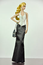 ORDINARY GIRL | Handmade 1/6 Scale Lace-Up Corset Top & Long Black Skirt Outfit | Elegant Fashion Doll Clothes for Fashion Royalty & Poppy Parker | Plastiktiara