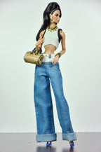 ORDIANRY GIRL | Handmade 1/6 Scale Y2K Crop Top & Oversized Wide Leg Jeans Outfit | Fashion Doll Clothes for Fashion Royalty, Nu.Face, Poppy Parker | Plastiktiara
