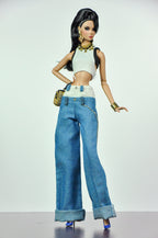 ORDIANRY GIRL | Handmade 1/6 Scale Y2K Crop Top & Oversized Wide Leg Jeans Outfit | Fashion Doll Clothes for Fashion Royalty, Nu.Face, Poppy Parker | Plastiktiara