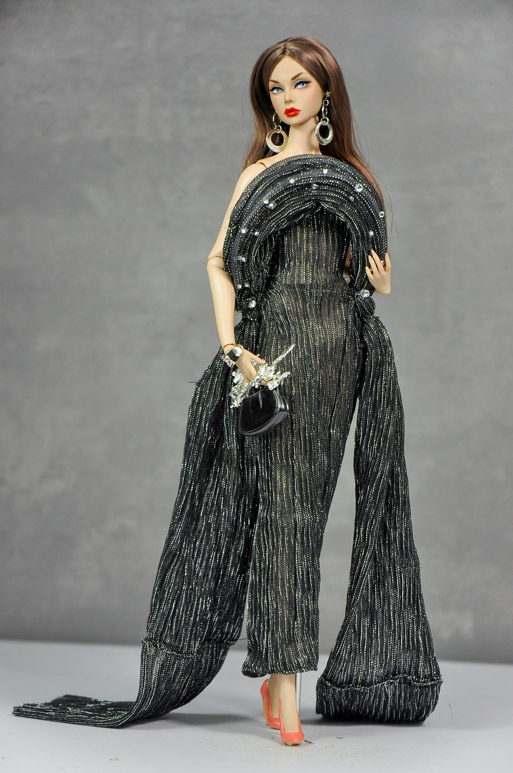 AURA | Midnight Halo Draped Gown Set  Luxury 1/6 Scale Fashion Doll Clothes