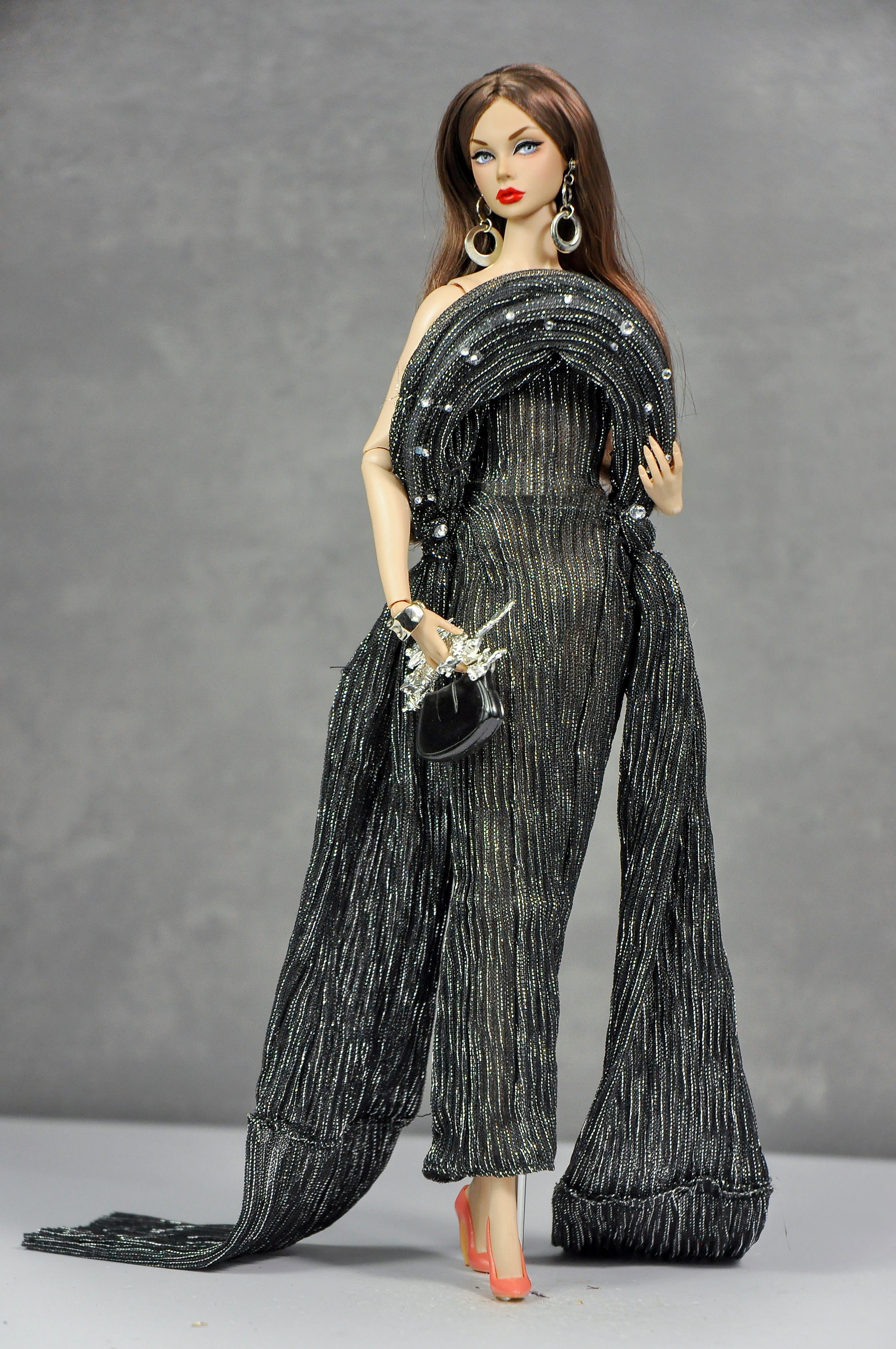 AURA | Midnight Halo Draped Gown Set  Luxury 1/6 Scale Fashion Doll Clothes