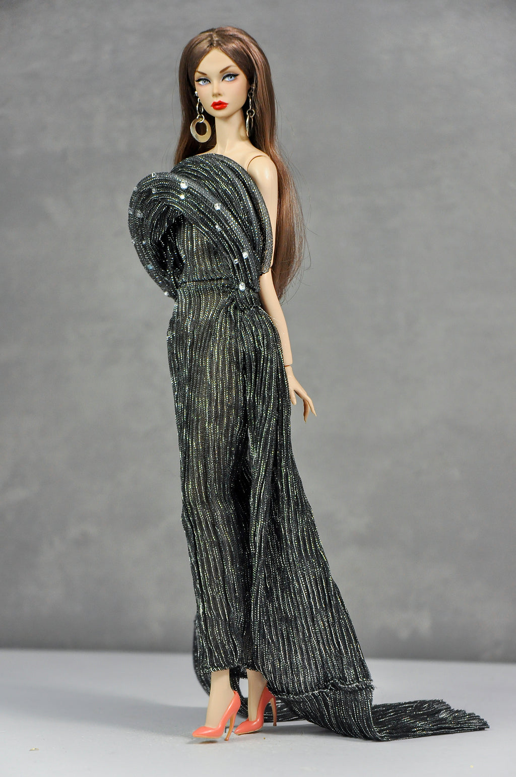 AURA | Midnight Halo Draped Gown Set  Luxury 1/6 Scale Fashion Doll Clothes