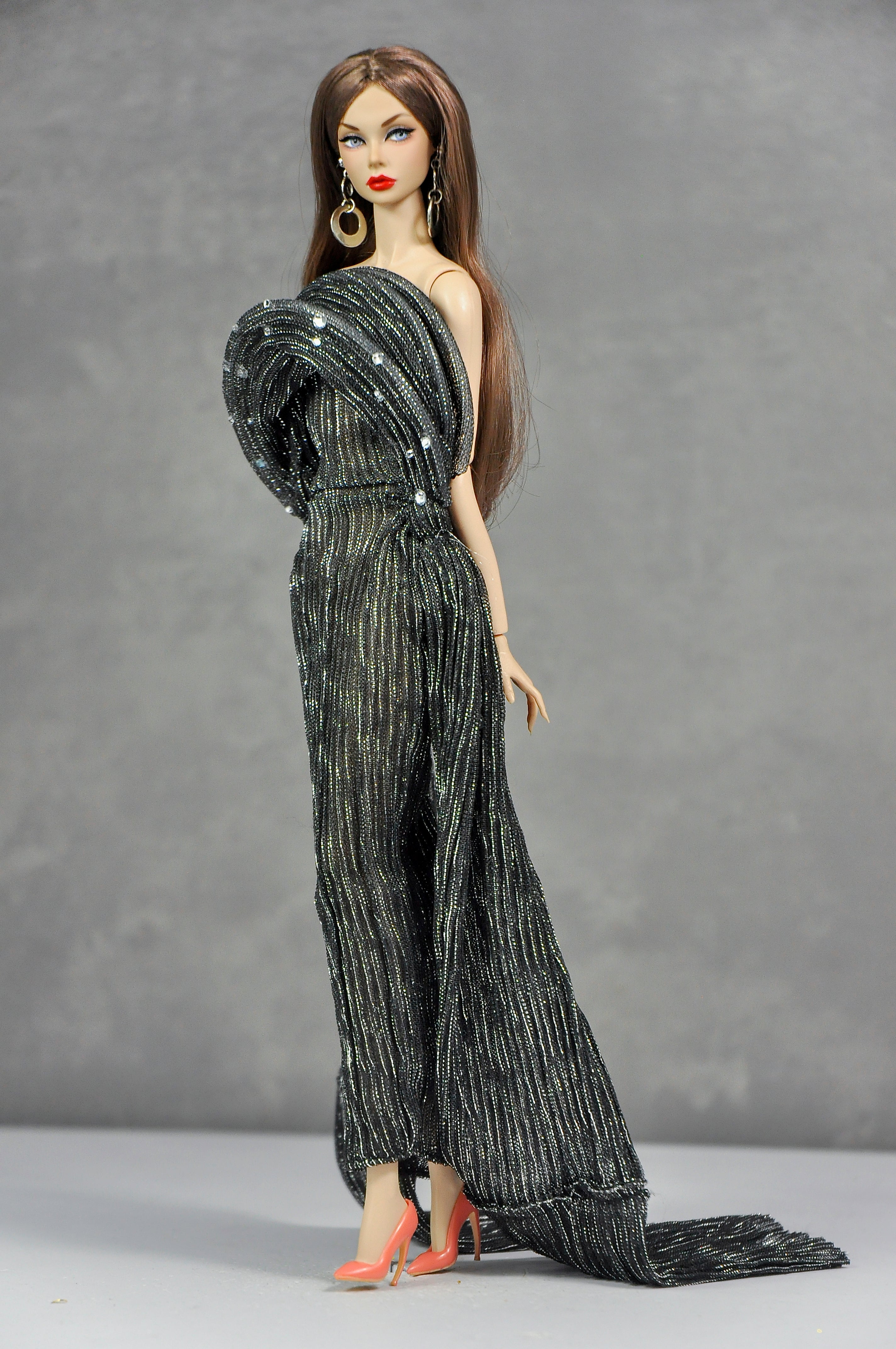 AURA | Midnight Halo Draped Gown Set  Luxury 1/6 Scale Fashion Doll Clothes