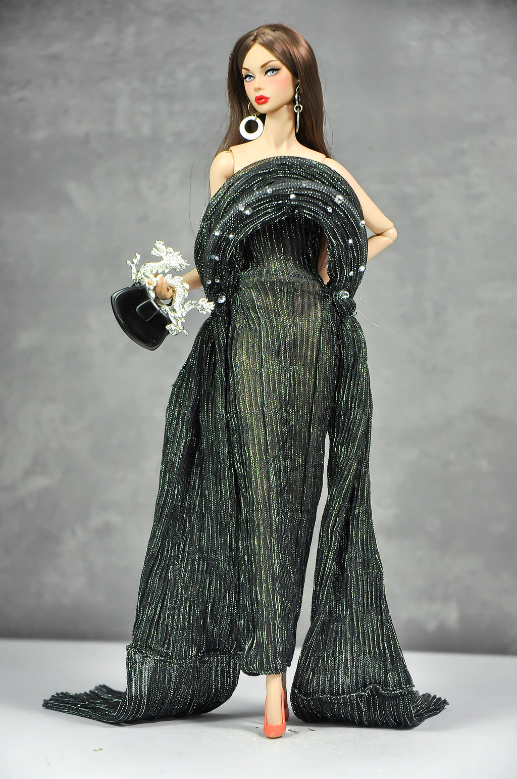 AURA | Midnight Halo Draped Gown Set  Luxury 1/6 Scale Fashion Doll Clothes
