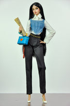 ORDINARY GIRLS | Handmade 1/6 Scale Denim Corset Layered Shirt & Tailored Black Trousers Outfit | Fashion Royalty, Nu.Face, Poppy Parker Doll Clothes | Plastiktiara