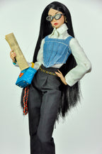ORDINARY GIRLS | Handmade 1/6 Scale Denim Corset Layered Shirt & Tailored Black Trousers Outfit | Fashion Royalty, Nu.Face, Poppy Parker Doll Clothes | Plastiktiara